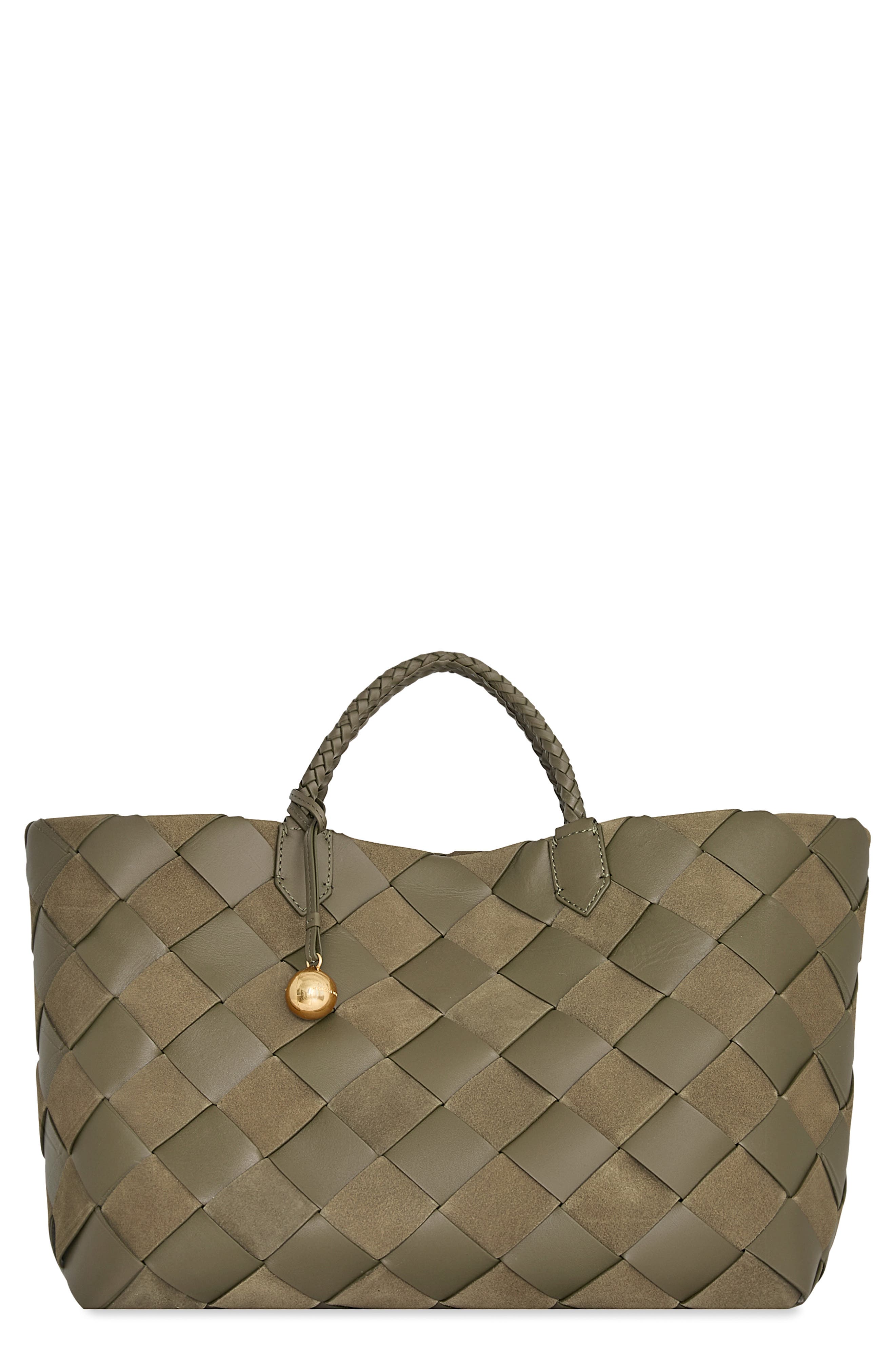 Rebecca Minkoff Mini Frankie Woven Leather Tote, Main, color, Willow