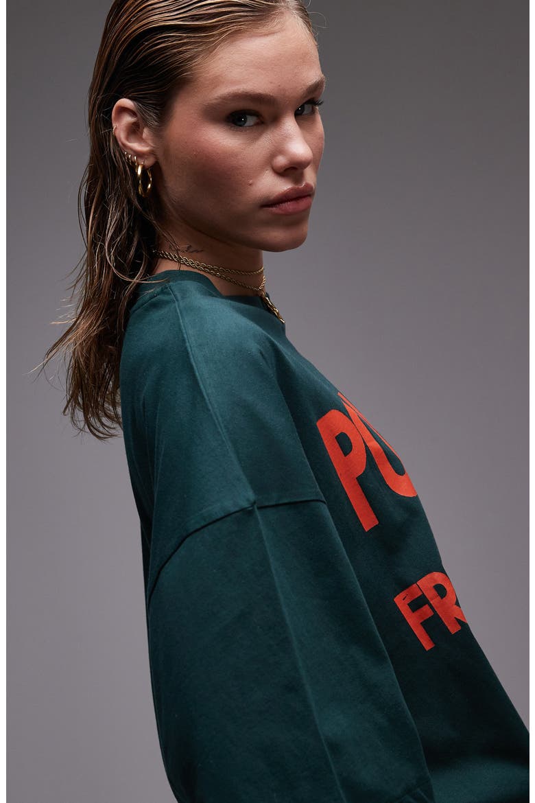 Pomodori Oversize Cotton T-Shirt, Alternate, color, DARK GREEN