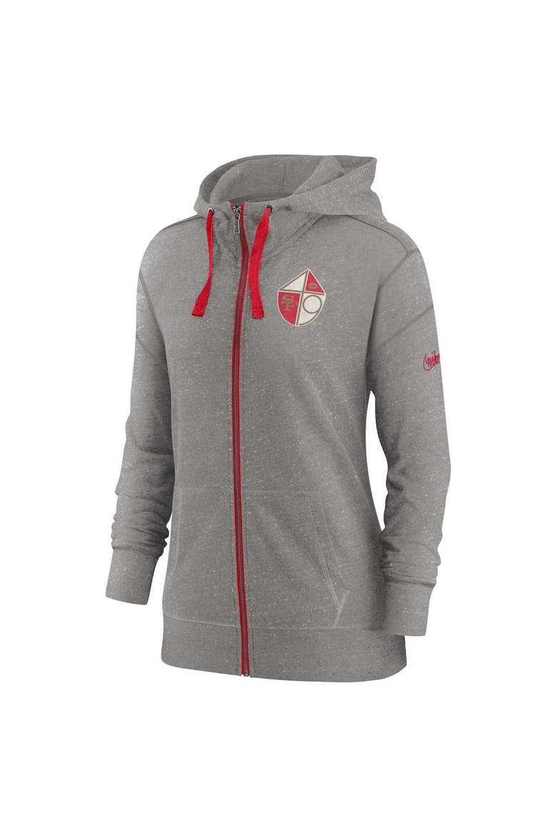 Women's Nike Heather Charcoal San Francisco 49ers Gym Vintage Full-Zip Hoodie, Alternate, color, Heather Charcoal