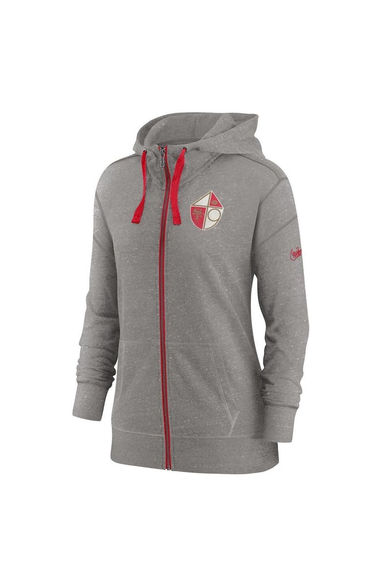 Nike Women's Nike Heather Charcoal San Francisco 49ers Gym Vintage Full-Zip Hoodie, Alternate, color, 