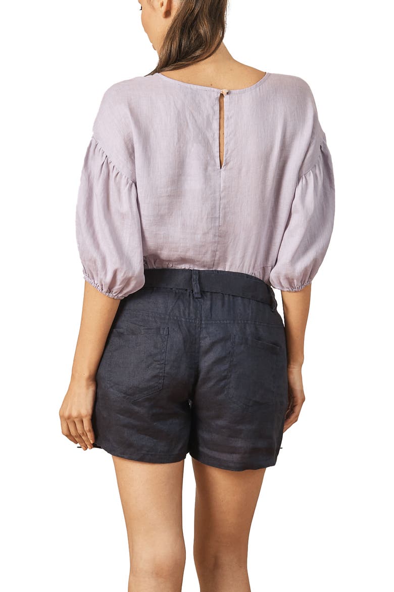 Tie Waist Linen Maternity Shorts, Alternate, color, NAVY