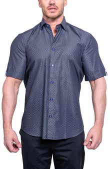 Maceoo Galileo Resistance0100 Black Short Sleeve Cotton Button-Up Shirt