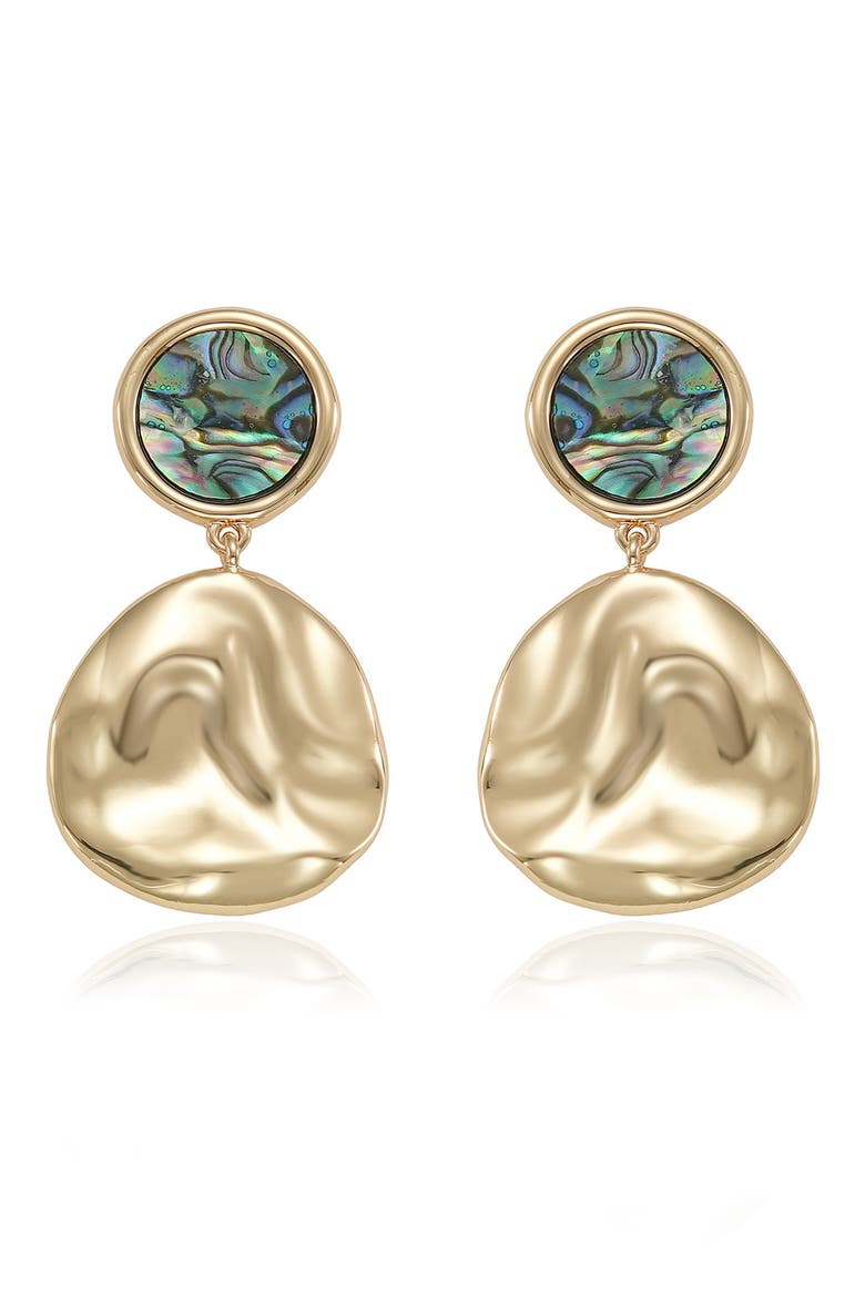 Abalone Inlay Drop Earrings, Alternate, color, GOLD
