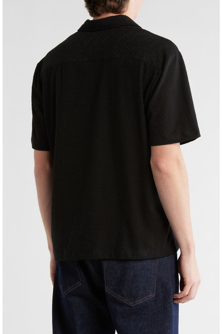 Textured Knit Camp Shirt, Alternate, color, BLACK