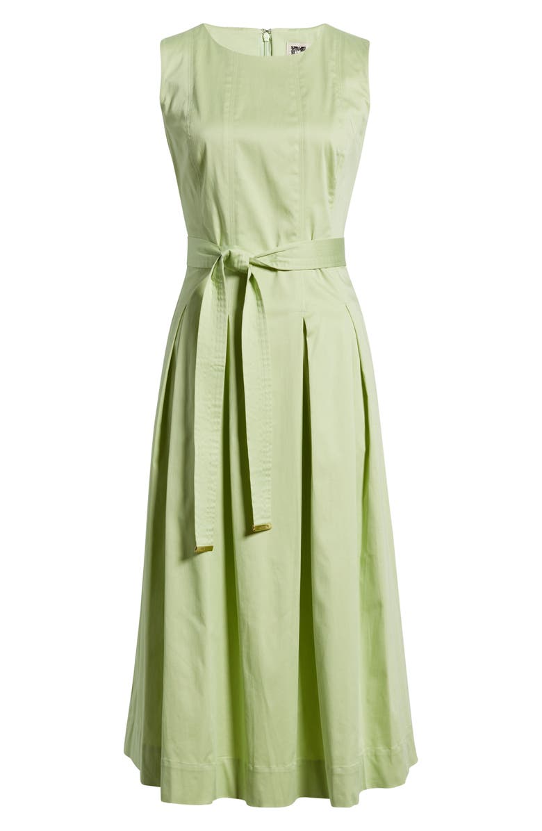 AK ANNE KLEIN Sleeveless Stretch Cotton Midi Dress, Alternate, color, Cool Sage