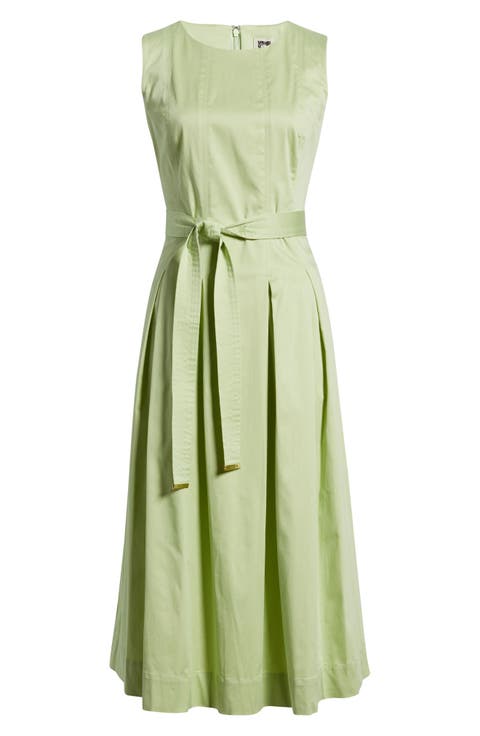 Sleeveless Stretch Cotton Midi Dress