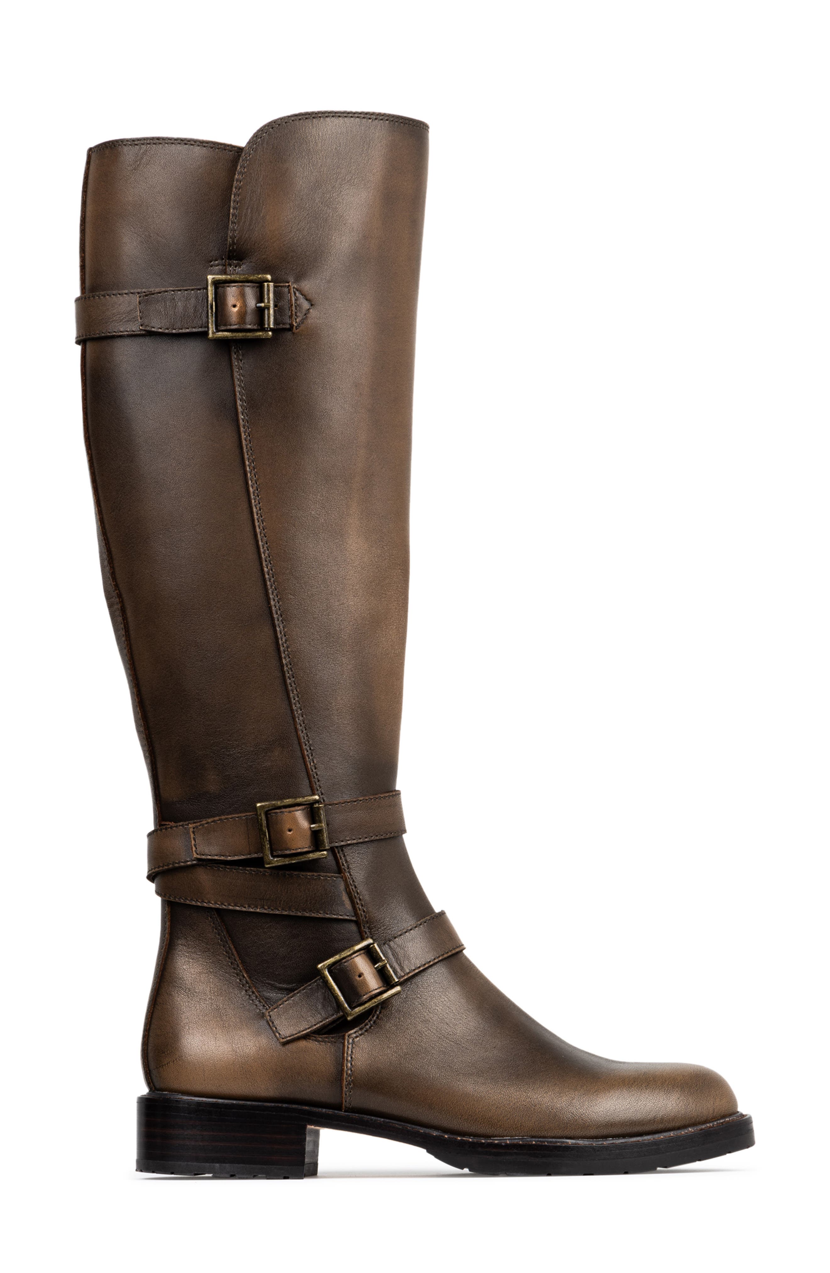 Donald Pliner Carlota Knee High Moto Boot, Alternate, color, Dark Brown