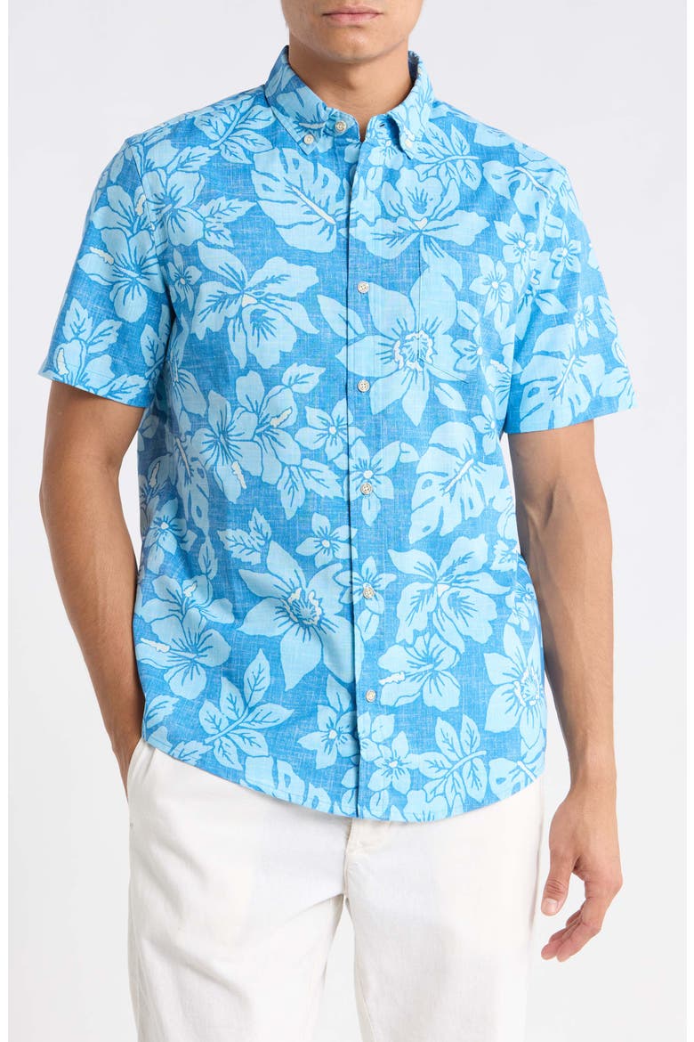 Costa Rica Floral Print Button-Down Shirt, Main, color, LIGHT BLUE