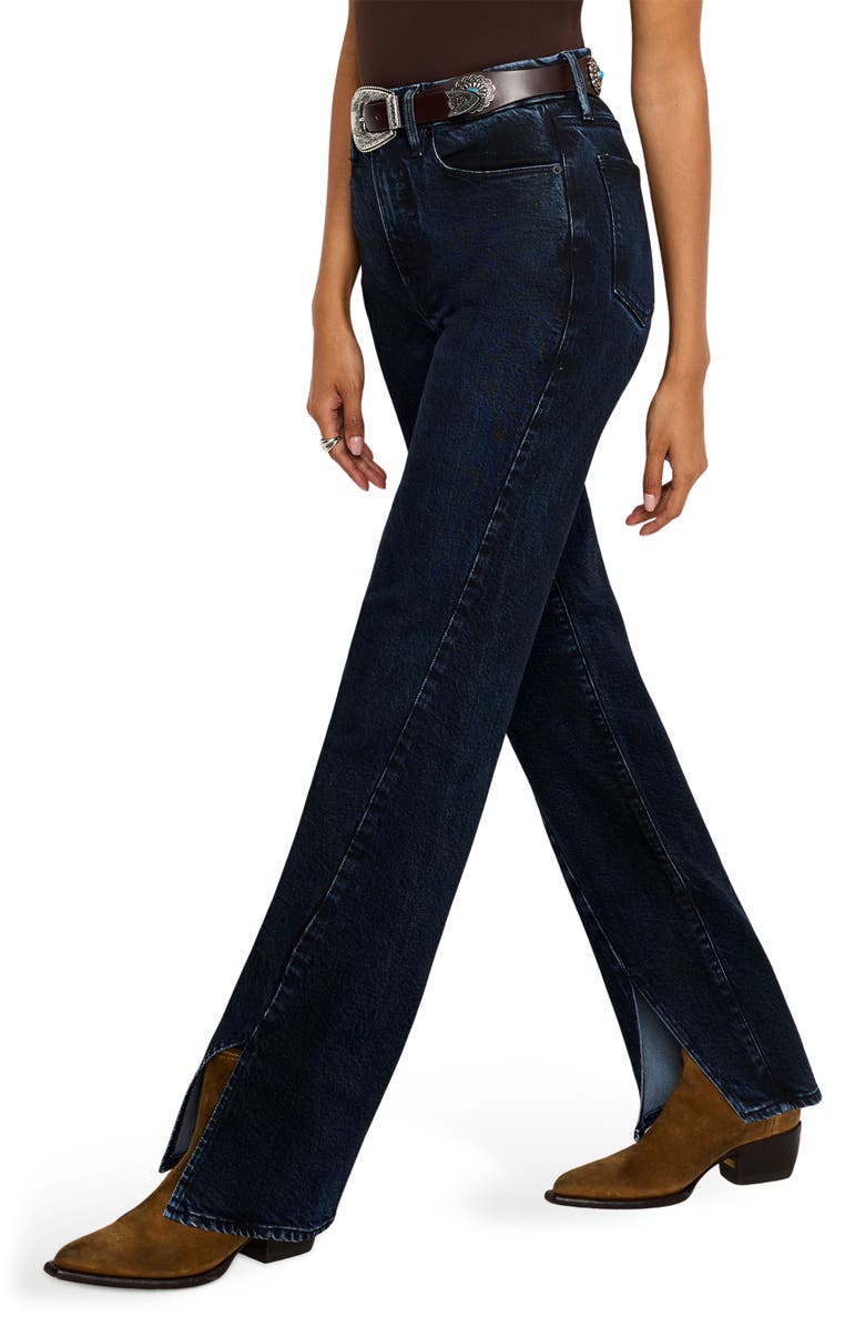 Good American Soft-Tech Good Boy Step Hem High Waist Ankle Straight Leg Jeans, Alternate, color,