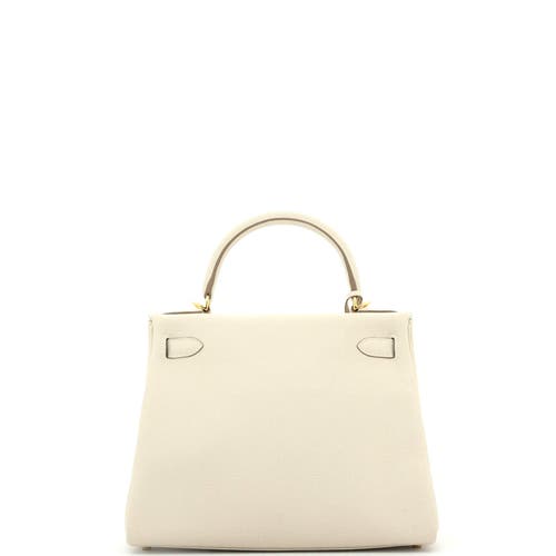 Pre-owned Hermes Hermes Kelly Handbag Light Togo With Gold Hardware 28 In White