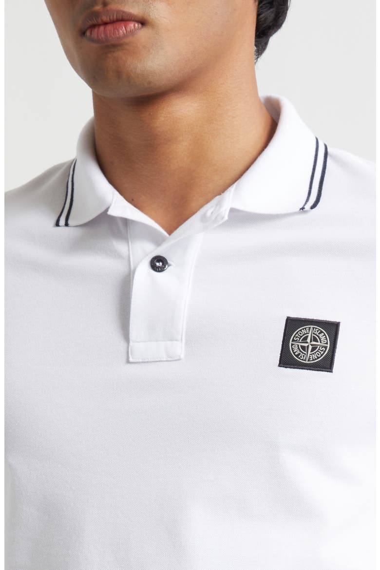 Tipped Stretch Cotton Polo, Alternate, color, V1001 WHITE
