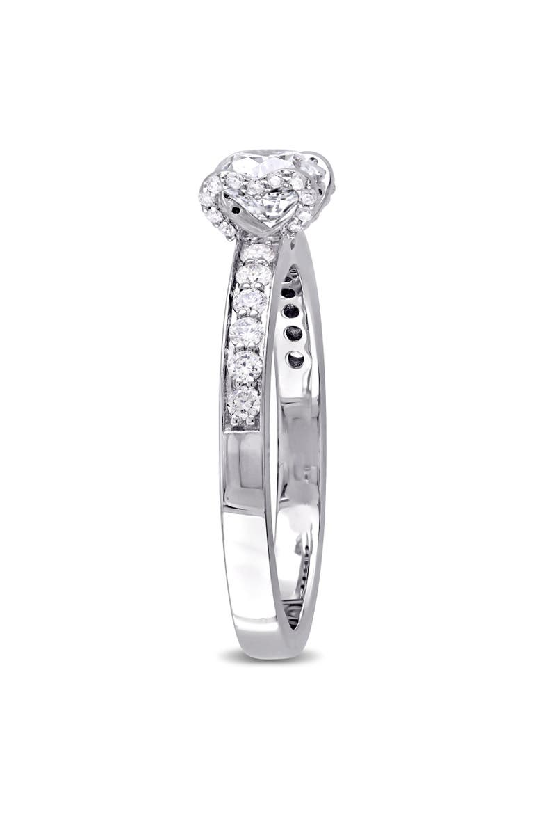 Diamond Engagement Ring with Heart-Design 14k, Alternate, color, 14k White Gold
