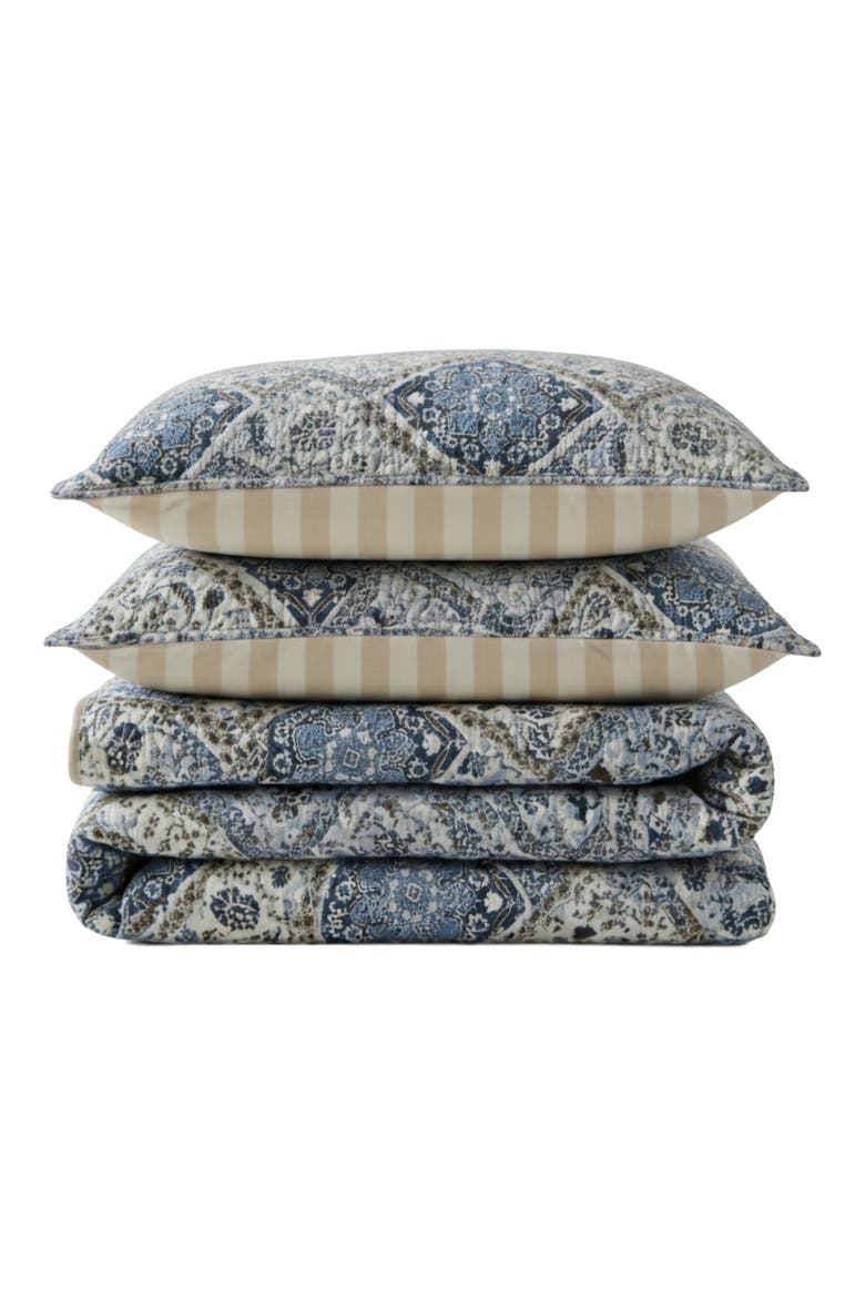 Arell Reversible Quilt & Sham Set, Main, color, BLUE
