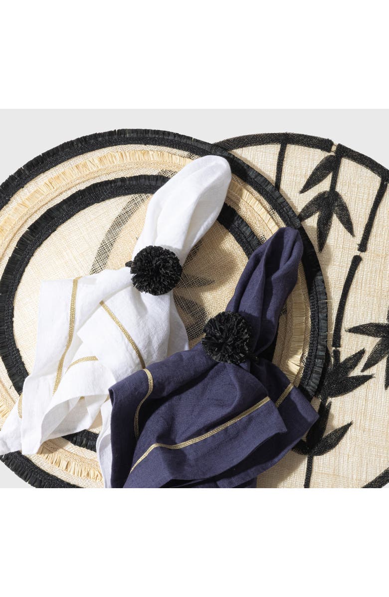 Joanna Buchanan Straw pompom napkin rings, set of four, Alternate, color, Black