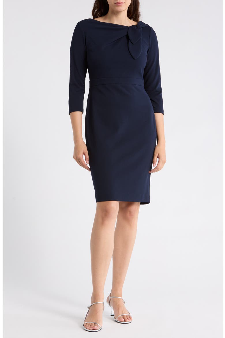 Side Bow Sheath Dress, Main, color, INDIGO