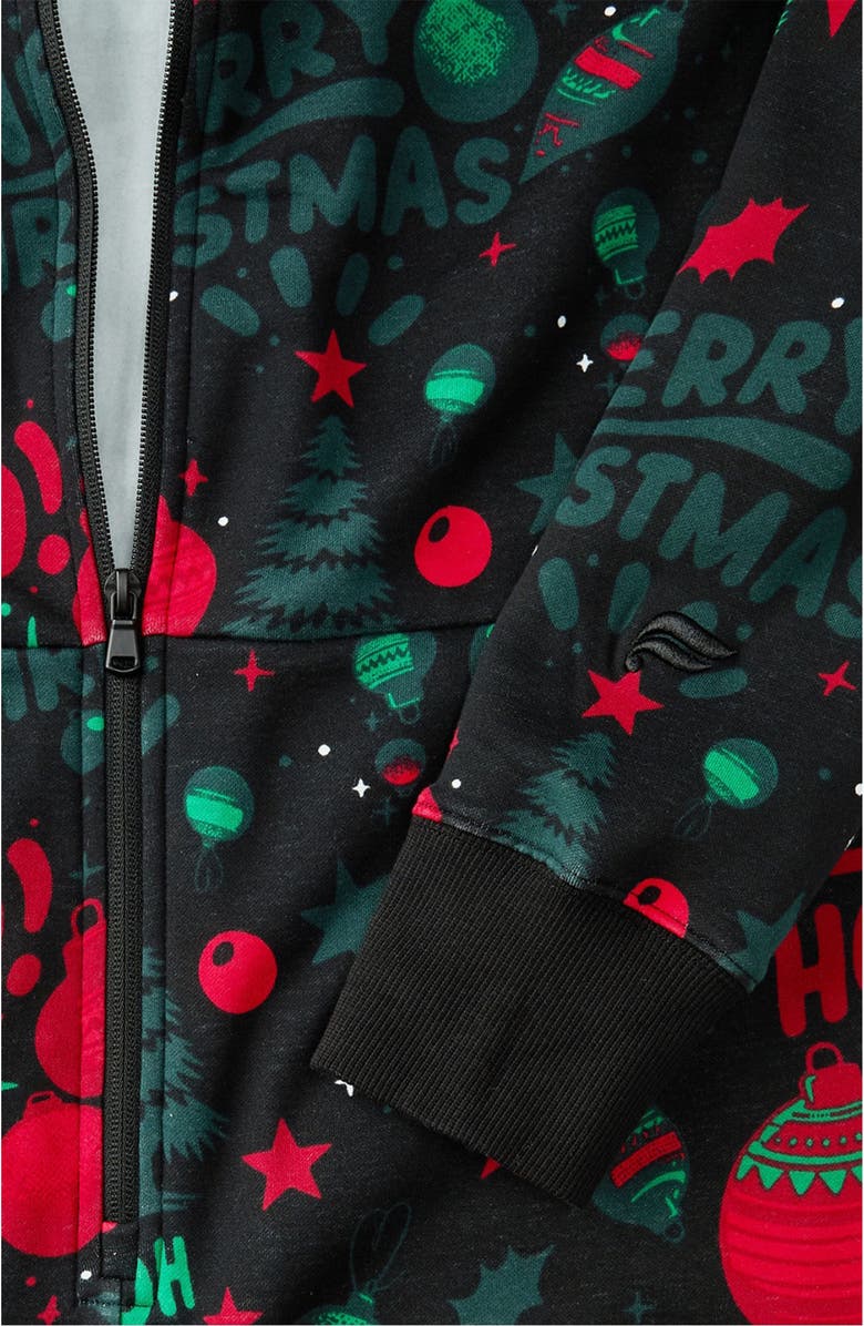 Fabletics Men's The Go-To Fleece Hooded Jumpsuit, Alternate, color, Ho Ho Holiday