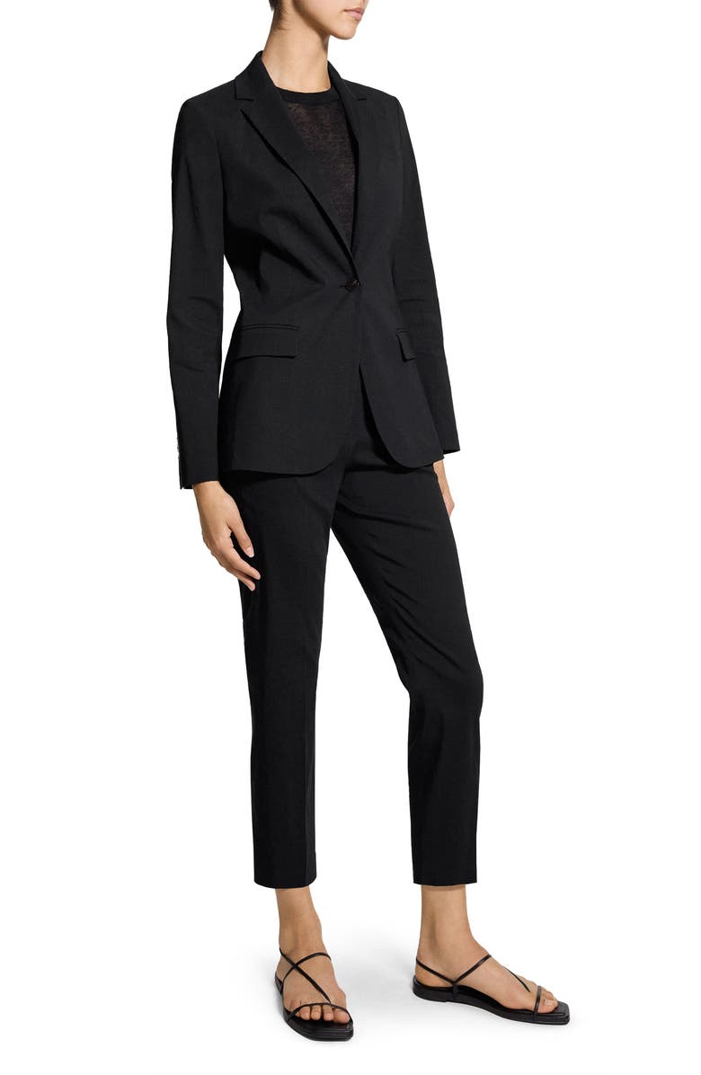 Theory Slim Fit Linen Blend Blazer, Alternate, color, Black