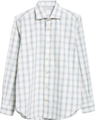 Eleventy Dandy Plaid Cotton & Linen Button-Up Shirt