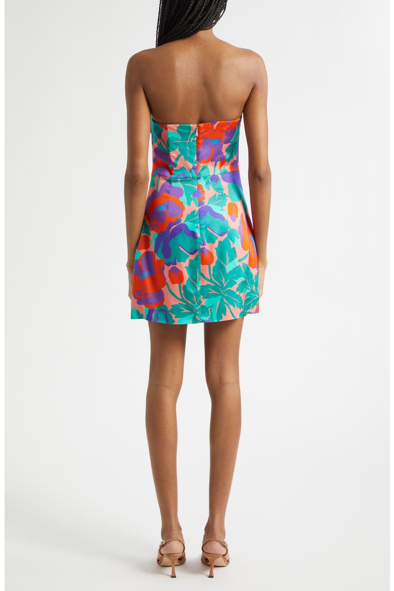 Orion Dahlia Strapless Cocktail Minidress, Alternate, color, CORAL FLORAL