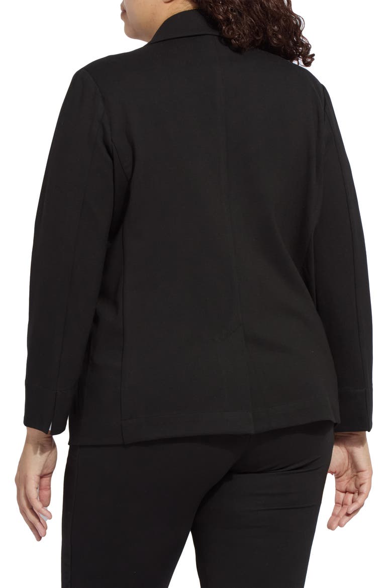 'Lyssentials One-Button Ponte Blazer, Alternate, color, BLACK