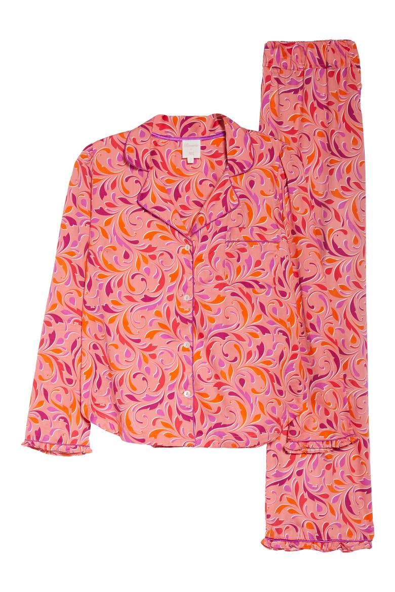 Women's Marilyn Print Crop Organic Cotton Pajamas, Alternate, color, TROPICAL SCROLLS PRINT