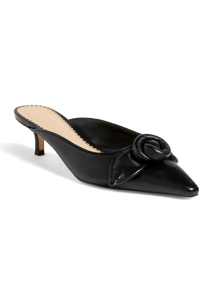 Cinq à Sept Layla Knotted Rose Mule, Main, color, Black