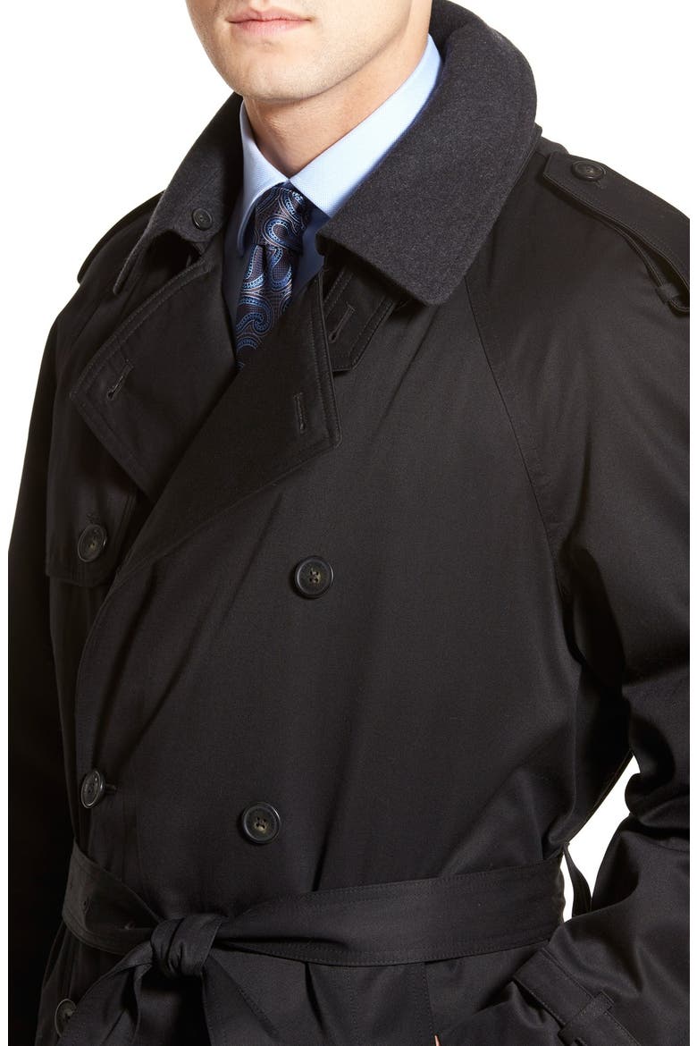 Barrington Classic Fit Cotton Blend Trench Coat, Alternate, color, BLACK