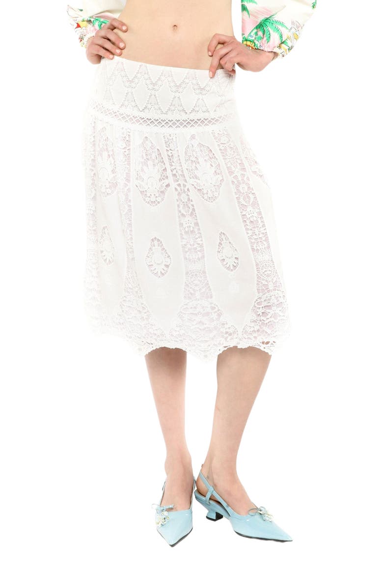 Applique Lace Combo Skirt, Main, color, WHITE MULTI