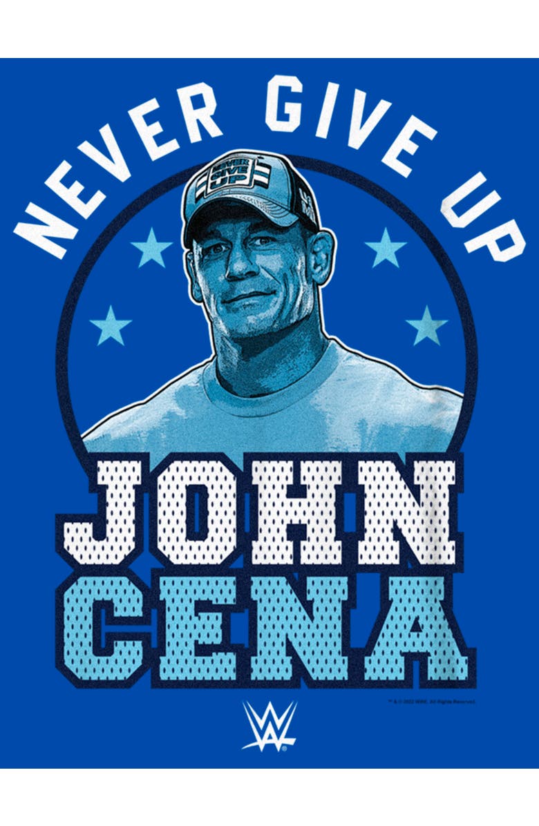 WWE Boy's WWE John Cena Never Give Up Blue Logo  Graphic T-Shirt, Alternate, color, Royal Blue