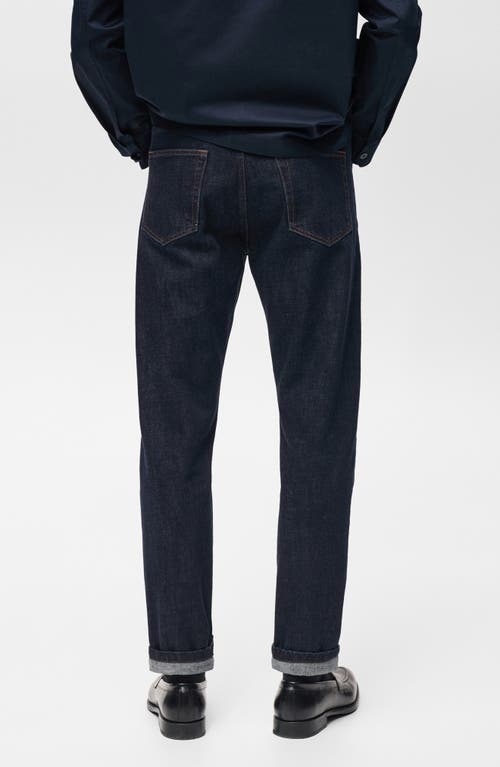 Mango Tapered Leg Jeans In Open Blue