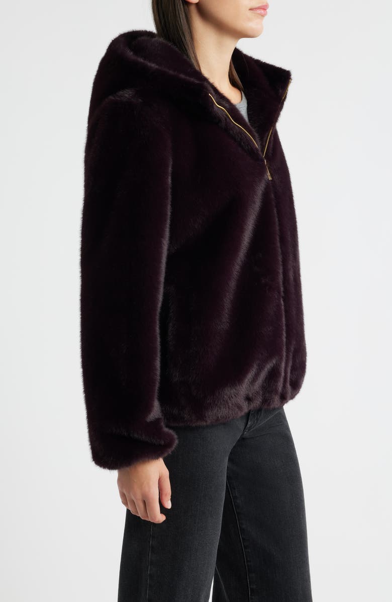 Via Spiga Faux Fur Hooded Jacket, Alternate, color, Burgundy