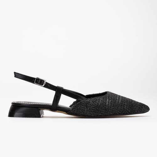 Prologue Shoes Riley Woven Slingback Flats in Black Faux Leather at Nordstrom, Size 7