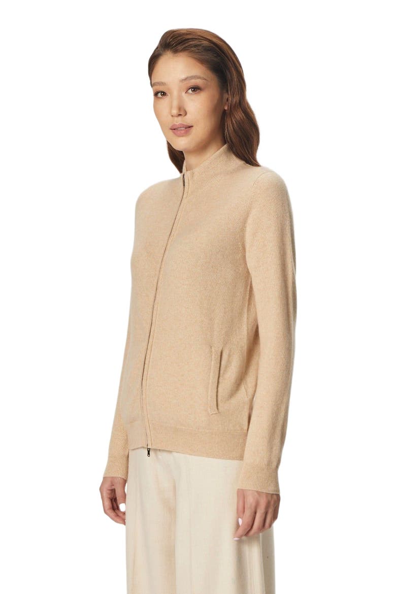 Essential Cashmere Full-Zip Cardigan, Alternate, color, beige