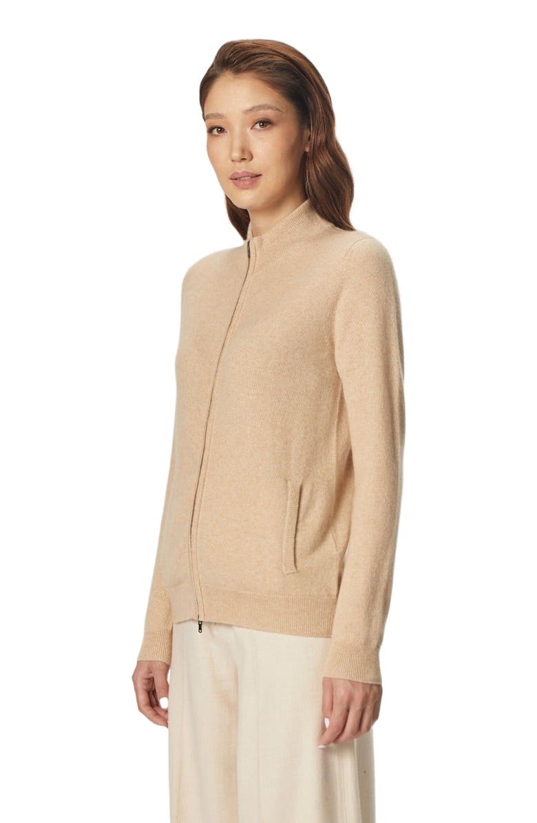 Gobi Cashmere Essential Cashmere Full-Zip Cardigan, Alternate, color, Beige