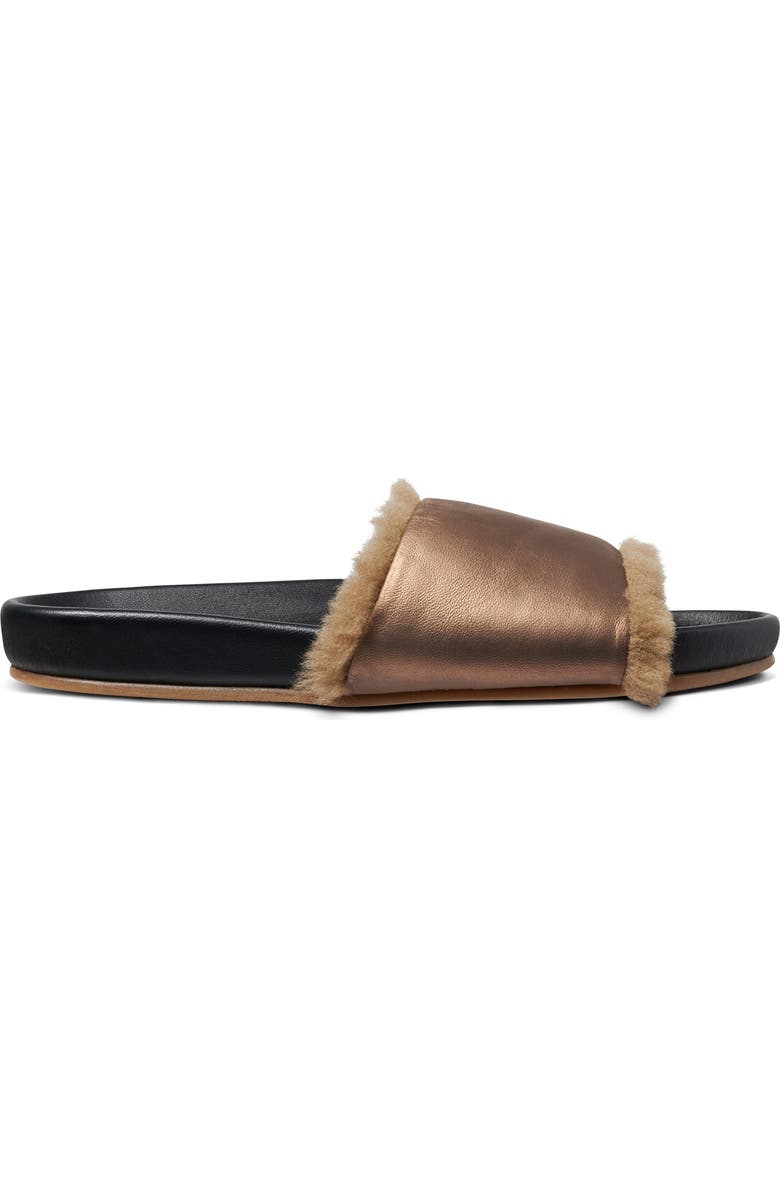 Beek Gallito Genuine Shearling Slide Sandal, Alternate, color, Mocha Metal / Bronze Shearling