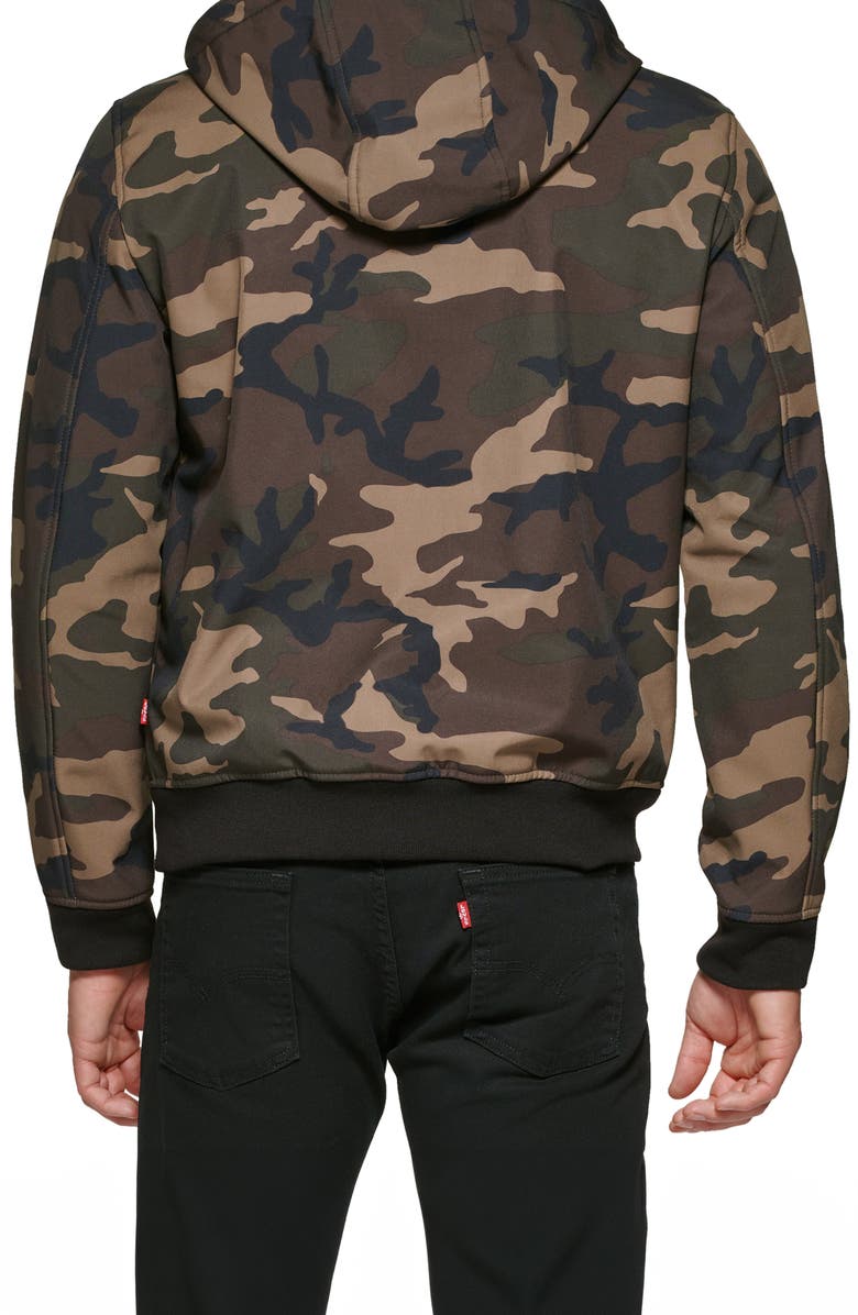 Levi's<sup>®</sup> Soft Shell Hoodie Bomber Jacket, Alternate, color, Camouflage