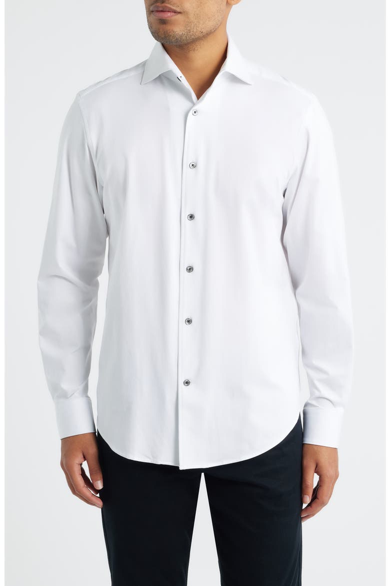 James OoohCotton® Solid Button-Up Shirt, Main, color, WHITE