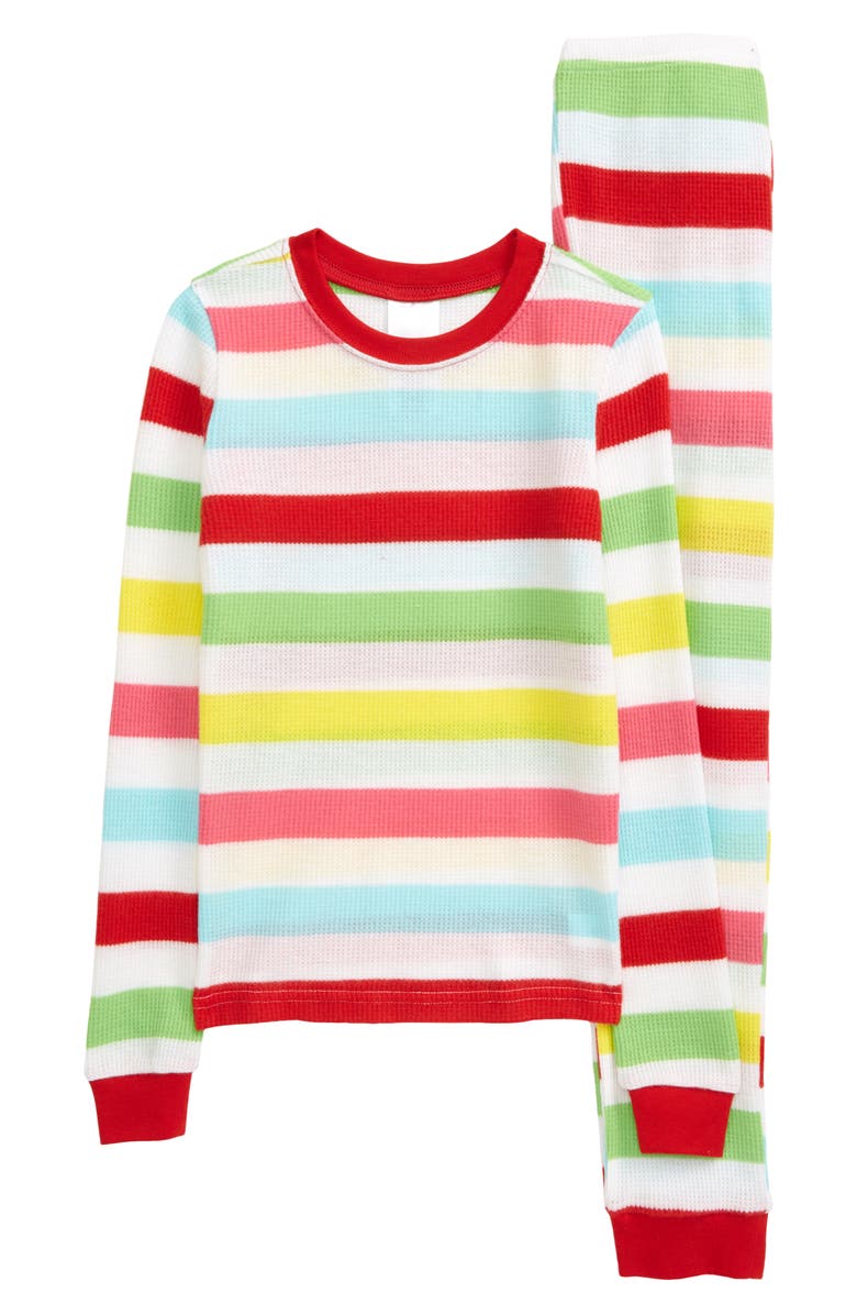 Nordstrom Kids' Fam Jam Stripe Fitted Two-Piece Thermal Pajamas, Main, color, 