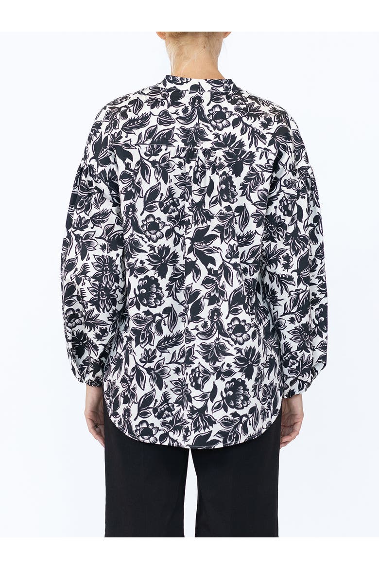 Keaton Shirt with lantern sleeves Floral, Alternate, color, Black/White