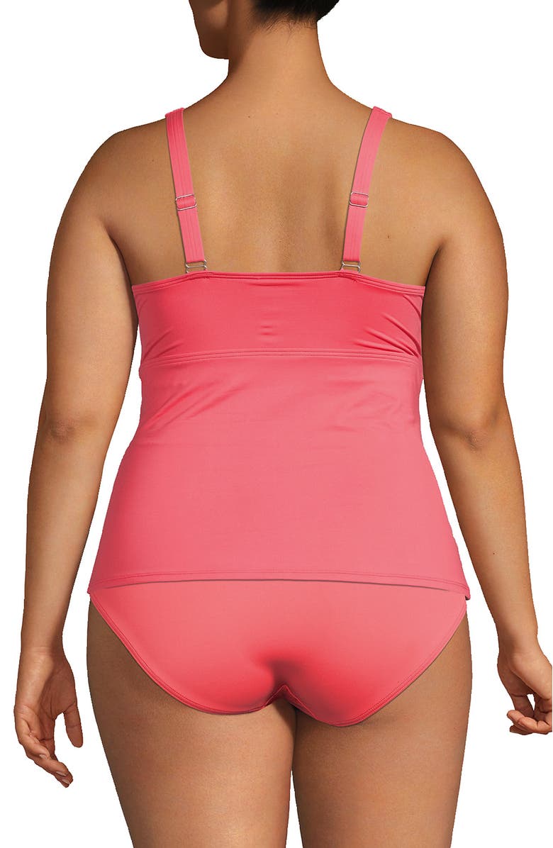 Lands' End Plus Size DD-Cup Chlorine Resistant V-Neck Underwire Tankini Top Swimsuit Adjustable Straps, Alternate, color, Wood Lily