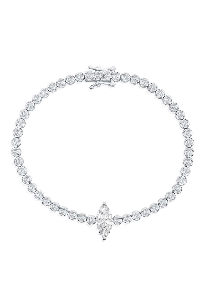 Marquise & Round Cubic Zirconia Tennis Bracelet, Main, color, SILVER