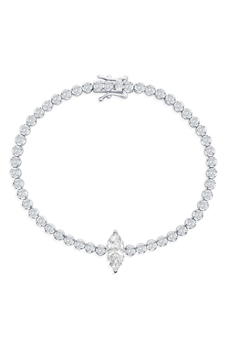 SIMONA Marquise & Round Cubic Zirconia Tennis Bracelet, Main, color, Silver