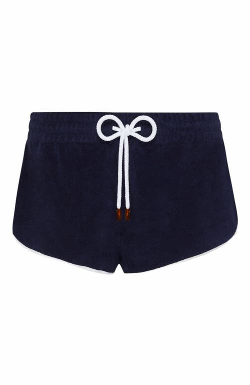 Shop Vilebrequin Vbq Line Terry Shorts In Bleu Marine