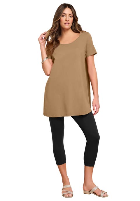Plus Size Cotton Ultimate Scoopneck Swing Tunic (Plus)