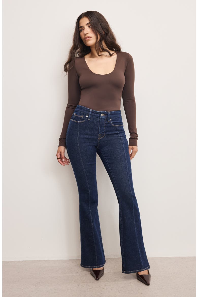 Good Petite Front Seam Flare Jeans, Alternate, color, INDIGO983