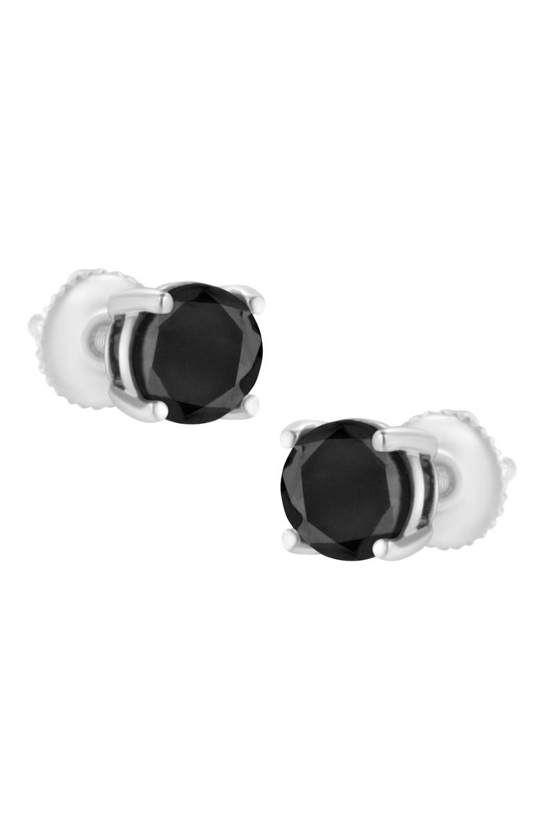 Haus of Brilliance Silver 2.00 Ct Black Diamond Classic Stud Earrings with Screw Backs, Alternate, color, White