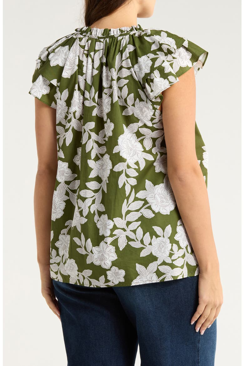 Haizley Floral Print Cap Sleeve Shirt, Alternate, color, CREAM-GREEN