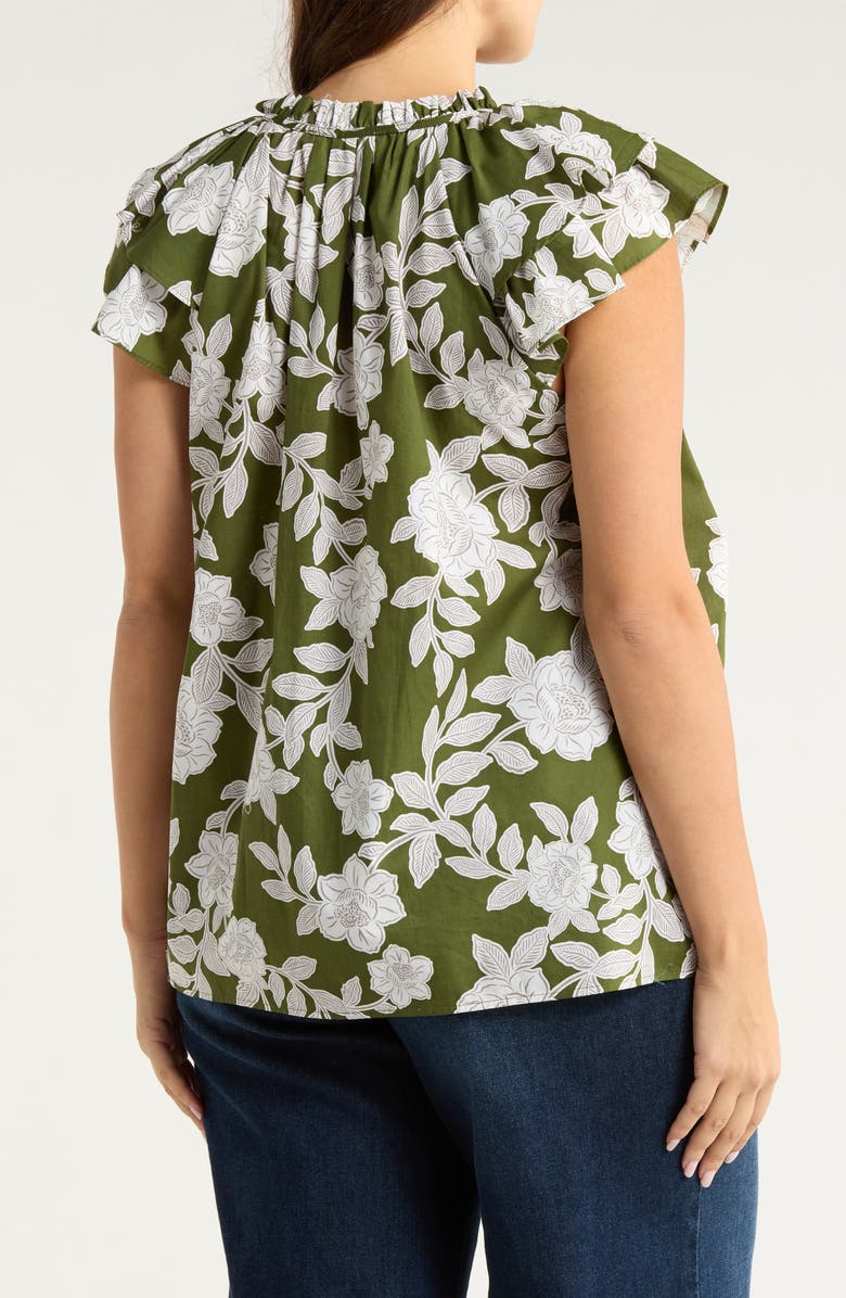 SUGARLIPS Haizley Floral Print Cap Sleeve Shirt, Alternate, color, Cream-Green