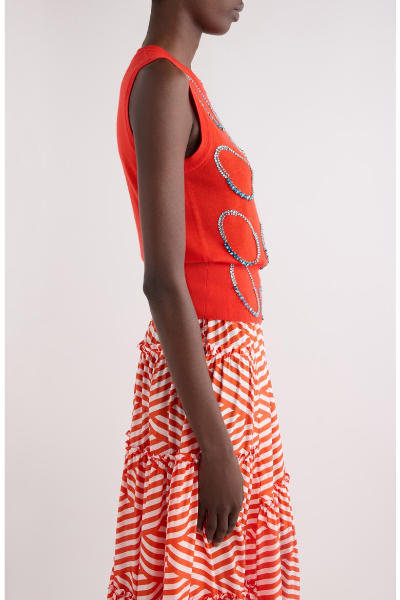 Taja Ellipses Crystal Embellished Sleeveless Merino Wool Sweater, Alternate, color, LIGHT RED