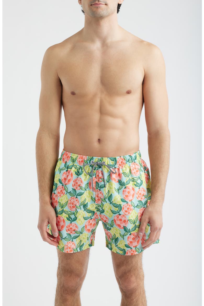 Citrus Disco Print Swim Trunks, Main, color, MULTI